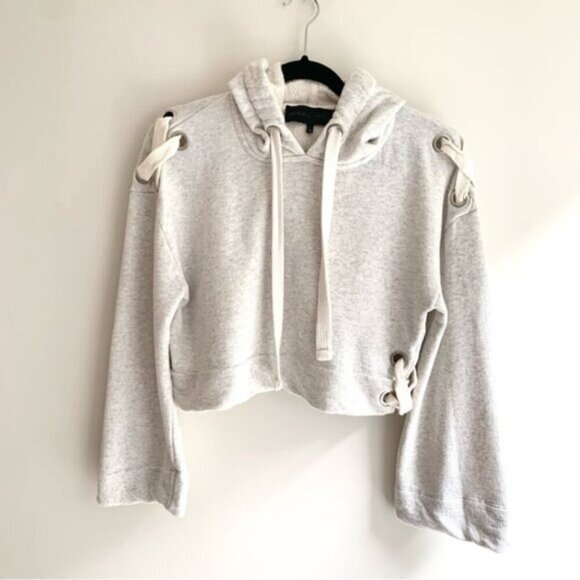 REVOLVE KENDALL & KYLIE Hoodie Sweater Hoody Bell Sleeve Cropped Pullover - Picture 4 of 16